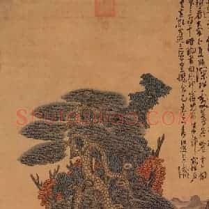 明代 陈洪绶《乔松仙寿图》国画综合作品图片赏析