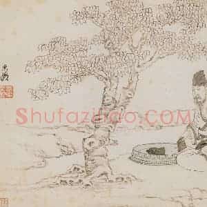 明代 陈洪绶《画隐居十六观》国画人物作品图片赏析