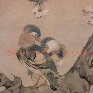 明代 吴彬《文杏双禽图》国画花鸟作品图片赏析