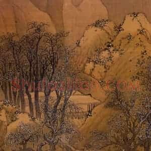 明代 蓝瑛《溪山雪霁》国画综合作品图片赏析