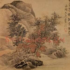 明代 蓝瑛《仿古山水》国画山水作品图片赏析
