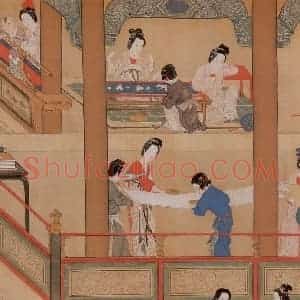 明代 仇英《汉宫春晓》国画人物作品图片赏析