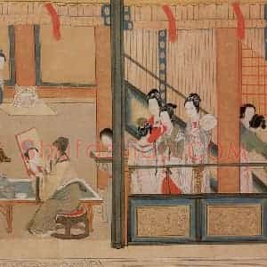明代 仇英《汉宫春晓》国画人物作品图片赏析