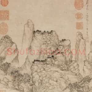 明代 文征明《仿王蒙山水》国画山水作品图片赏析