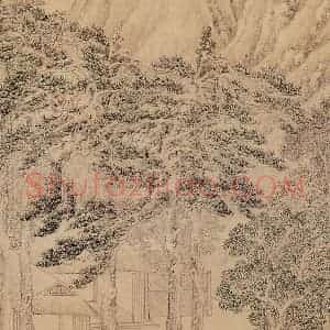 明代 文征明《松阴曳杖图》国画山水作品图片赏析