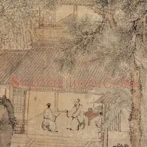 明代 文征明《琴鹤图清高宗御题》国画综合作品图片赏析