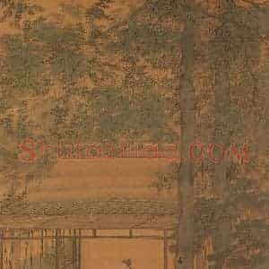 明代 仇英《桐阴书静图》国画山水作品图片赏析