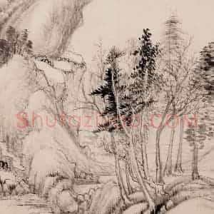 清朝 恽寿平《仿古山水》国画山水作品图片赏析