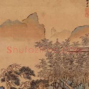 清代 王翚《山水画(十开)》国画山水设色作品图片赏析