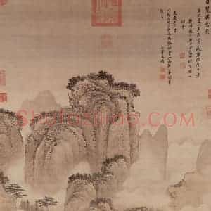 清代 王翚《画夏麓晴云》国画山水设色作品图片赏析
