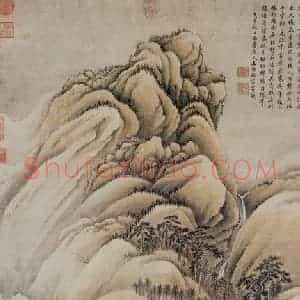 清代 王时敏《仿王维江山雪霁》国画山水设色作品图片赏析