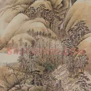 清代 王时敏《仿王维江山雪霁(局部)》国画山水设色作品图片赏析