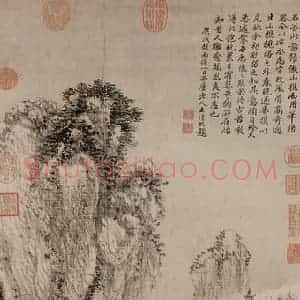 清代 王翚《画西山红树》国画山水设色作品图片赏析