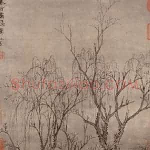 清代 王翚《寒汀宿雁》国画山水浅设色作品图片赏析