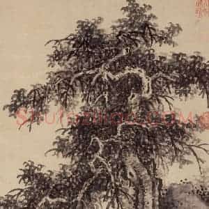 明朝 王绂《独树图》国画山水作品图片赏析