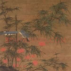 明朝 边文进《春花三喜》国画花鸟作品图片赏析