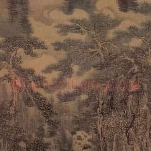 明朝 戴进《长松五鹿》国画综合作品图片赏析