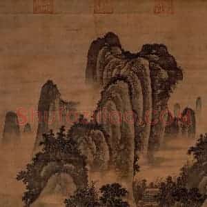 明朝 马轼《春坞村居图》国画山水作品图片赏析