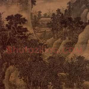 明朝 马轼《春坞村居图》国画山水作品图片赏析