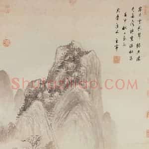 明朝 董其昌《泉光云影》国画山水作品图片赏析
