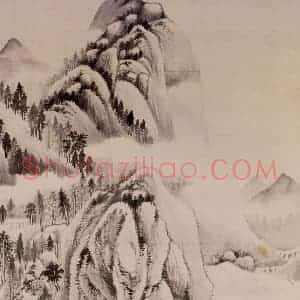 明朝 董其昌《夏木垂阴图》国画山水作品图片赏析