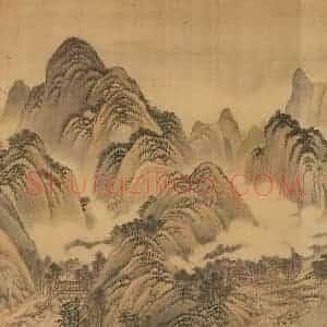 明朝 董其昌《仿宋元人缩本画及跋》国画山水作品图片赏析