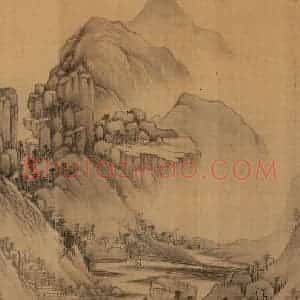 明朝 董其昌《仿宋元人缩本画及跋》国画山水作品图片赏析