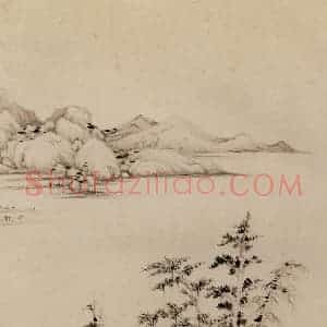 明朝 董其昌《仿宋元人缩本画及跋》国画山水作品图片赏析