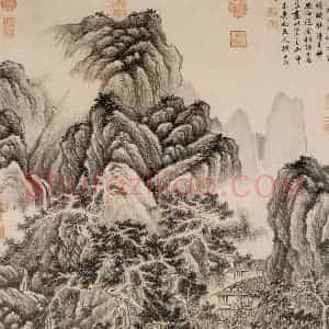 明朝 顾正谊《山水》国画山水作品图片赏析