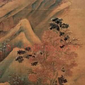 明朝 赵左《秋山红树图》国画山水作品图片赏析
