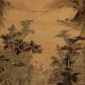 明朝 赵左《寒江草阁》国画山水作品图片赏析