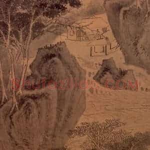 明朝 赵左《云岩响瀑图》国画山水作品图片赏析