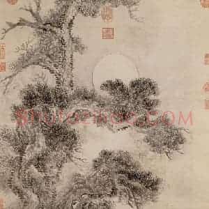 清代 王翚《仿沈周古松图》国画山水写意作品图片赏析
