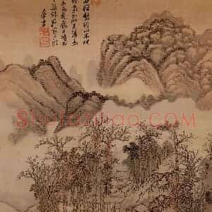 清代 王翚《摹山水》国画山水写意作品图片赏析