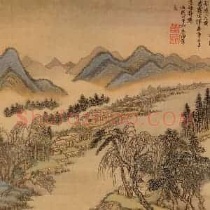 清代 王翚《摹山水》国画山水写意作品图片赏析