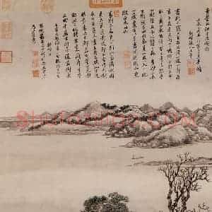 清代 王翚《仿李营秋江干七树》国画山水写意作品图片赏析