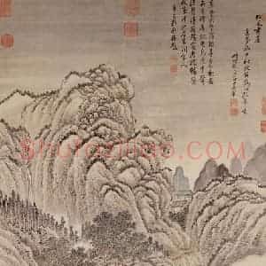 清代 王翚《画松风书屋》国画山水写意作品图片赏析