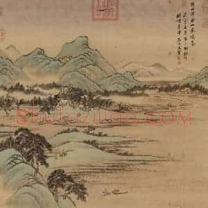 清代 王翚《仿赵大年湖山春晓》国画山水写意作品图片赏析
