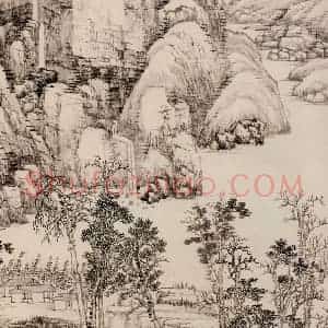 清代 王翚《仿黄公望笔意》国画山水写意作品图片赏析