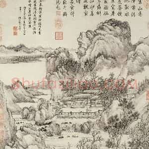 清代 王翚《书画泉试茗》国画山水写意作品图片赏析