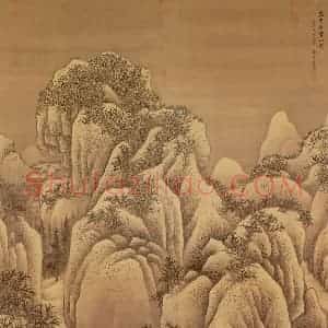 清代 王翚《临范宽雪山图》国画山水写意作品图片赏析