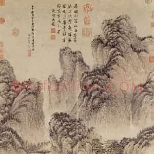 清代 王翚《宽庐读书图》国画山水写意作品图片赏析