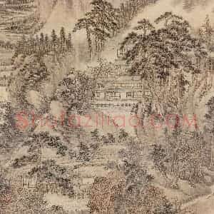 清代 王翚《宽庐读书图》国画山水写意作品图片赏析