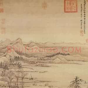 清代 王翚《平林散牧》国画山水写意作品图片赏析
