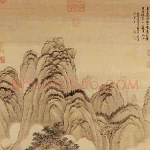清代 王翚《画潇湘听雨图》国画山水写意作品图片赏析