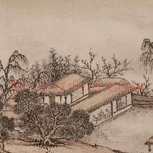 明代 孙克弘《销间清课图》国画山水作品图片赏析