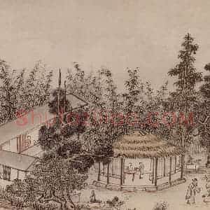 明代 孙克弘《销间清课图》国画山水作品图片赏析