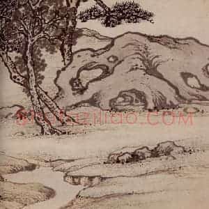 明代 孙克弘《销间清课图》国画山水作品图片赏析