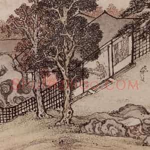 明代 孙克弘《销间清课图》国画山水作品图片赏析