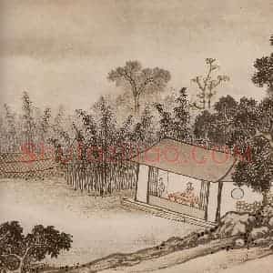 明代 孙克弘《销间清课图》国画山水作品图片赏析